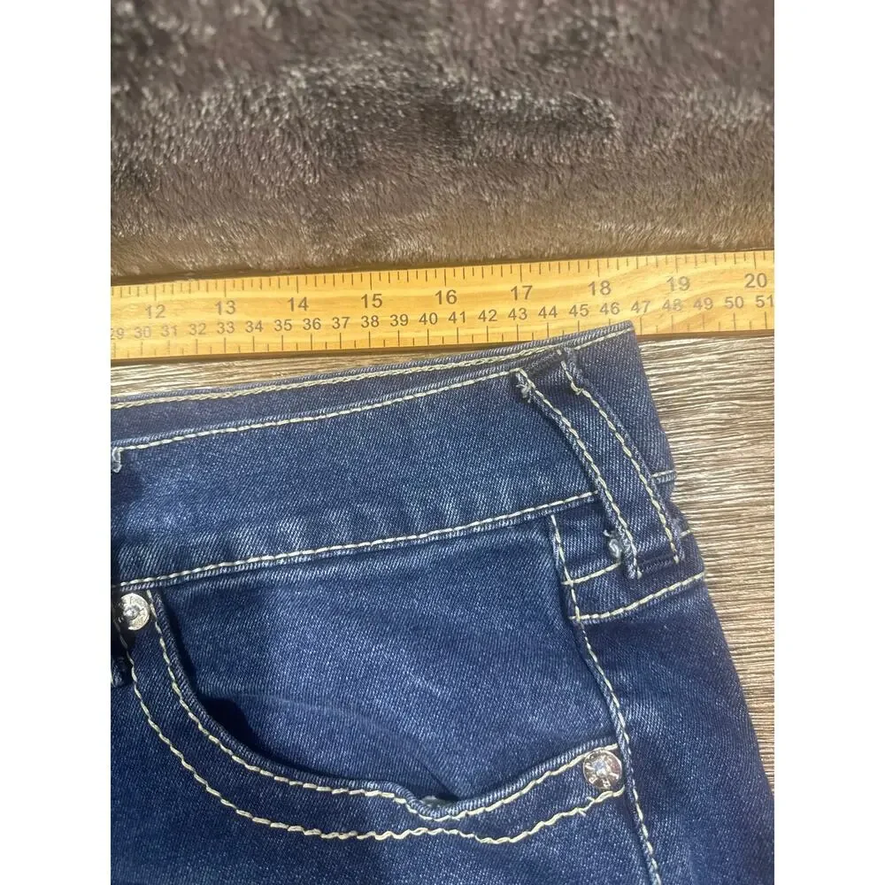 True Religion Geno Relaxed Slim Jeans Size 36 Men Big T Flap Pocket Blue Denim